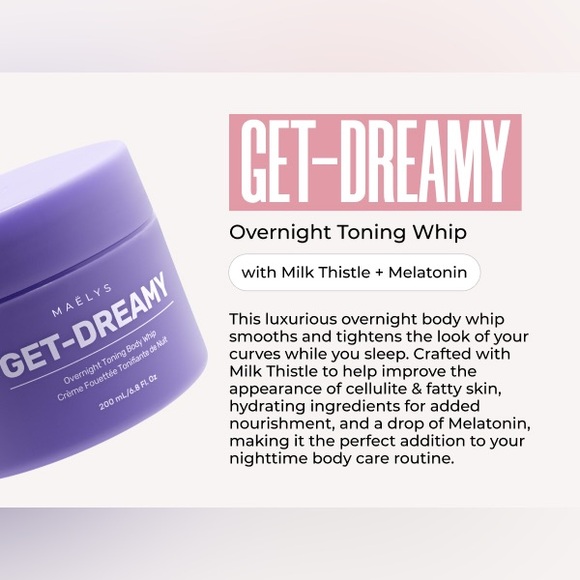 NIB Maelys GET-DREAMY Overnight Toning Body Whip 200mL / 6.8 fl oz - Picture 3 of 6